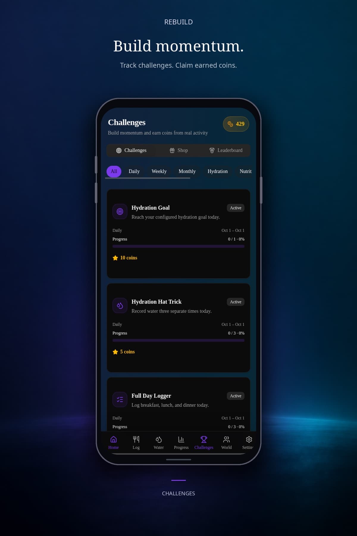 Rebuild development view for Challenges